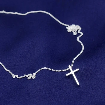 MIESTILO 925-sterling-silver Cross Náhrdelník pre Ženy, Mužov| Mincový striebro-šperky, Prvé sväté Prijímania, Darčeky na Nový Rok, Vianoce